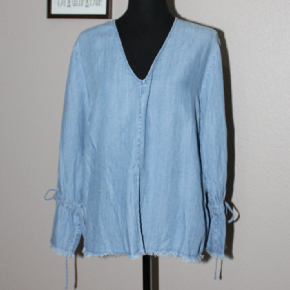 Rails Womens Zimi Shirt Tencel Linen Blend Shirt Blue Chambray Size Small